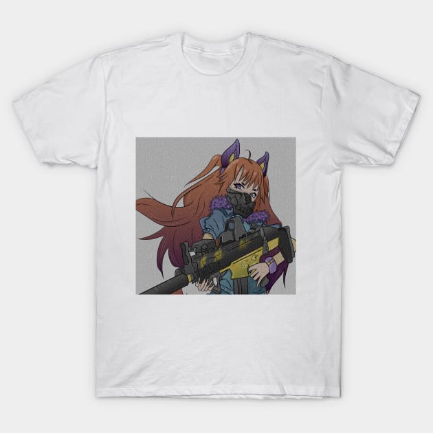 Anime gilr with gun T-Shirt by Impie